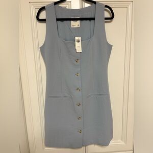 Abercrombie & Fitch Powder Blue Button-Front Mini Dress